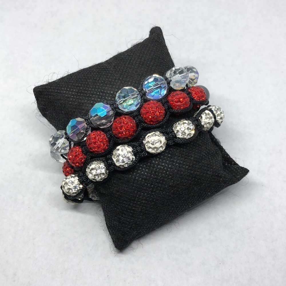 BUNDLE lot 3 shamballa bracelets festival boho style stackable layering.